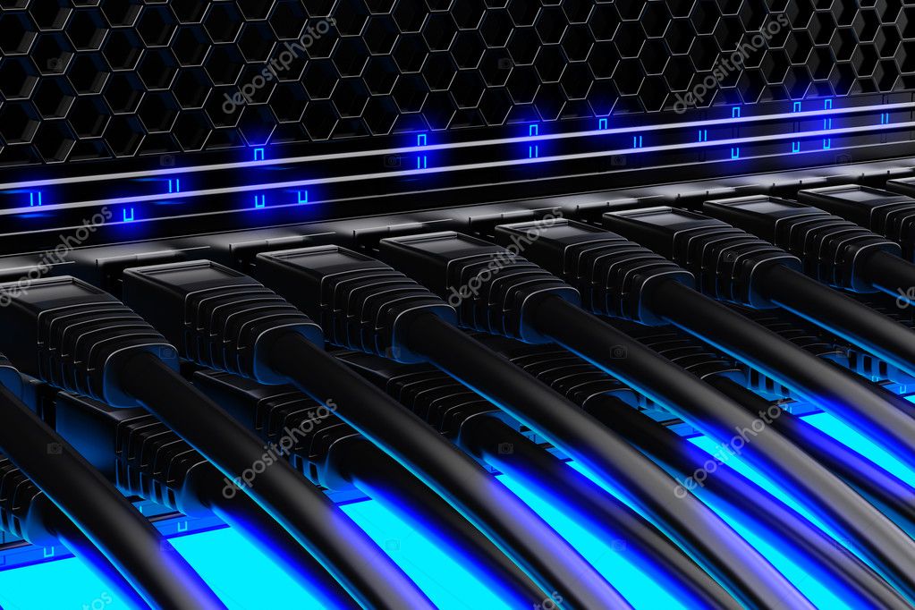 Armadio rack con server e apparati di rete