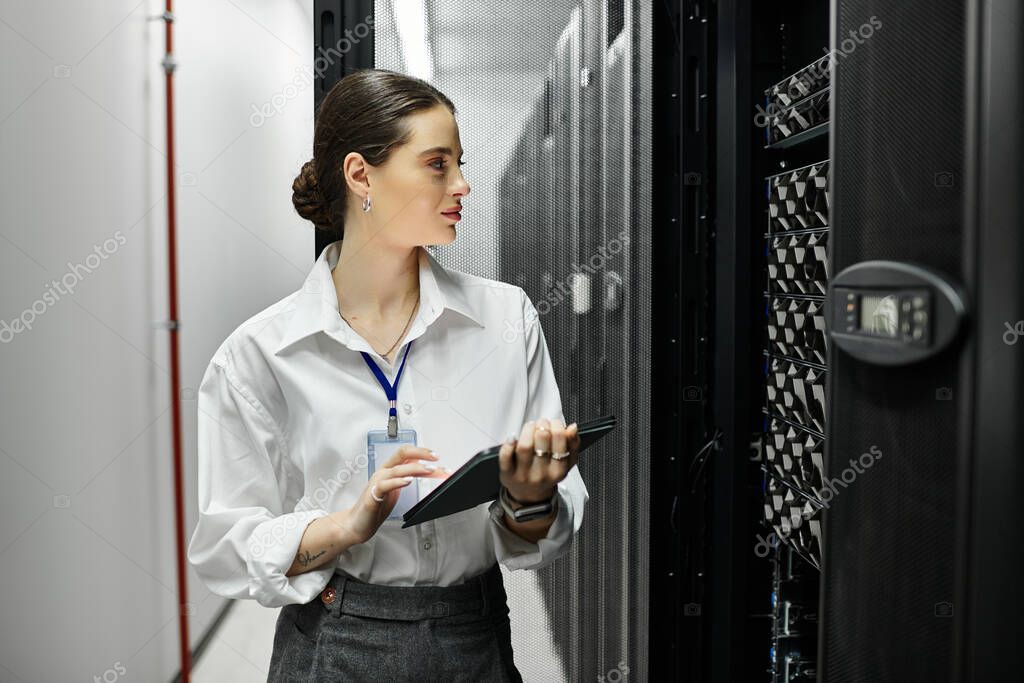 Amministratore di sistema che controlla un server